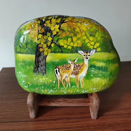 Hand-Painted Custom Cartoon Resin Stone – Little Deer Kids Art, Creativity & Childhood Keepsake